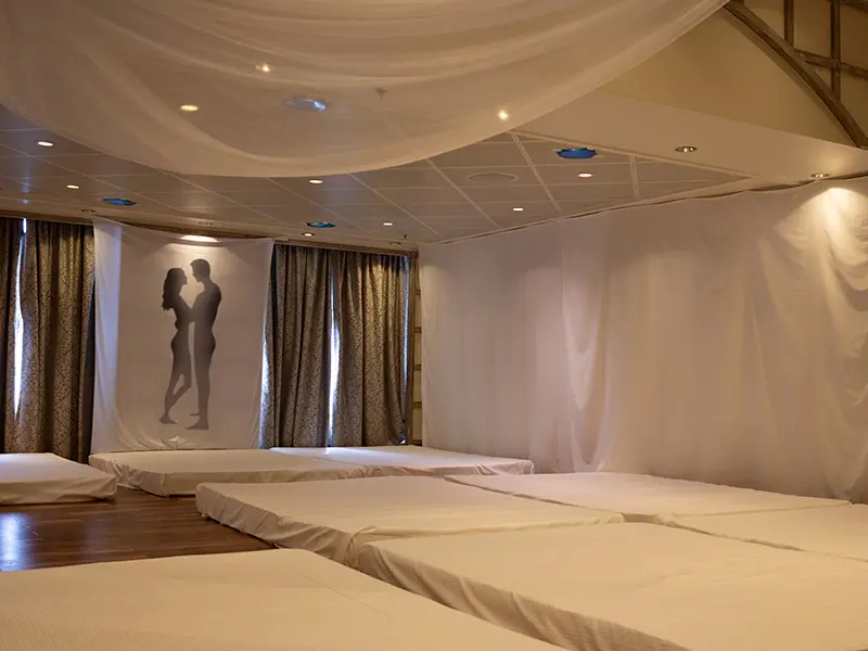 The private couples-only playroom aboard a Desire cruise