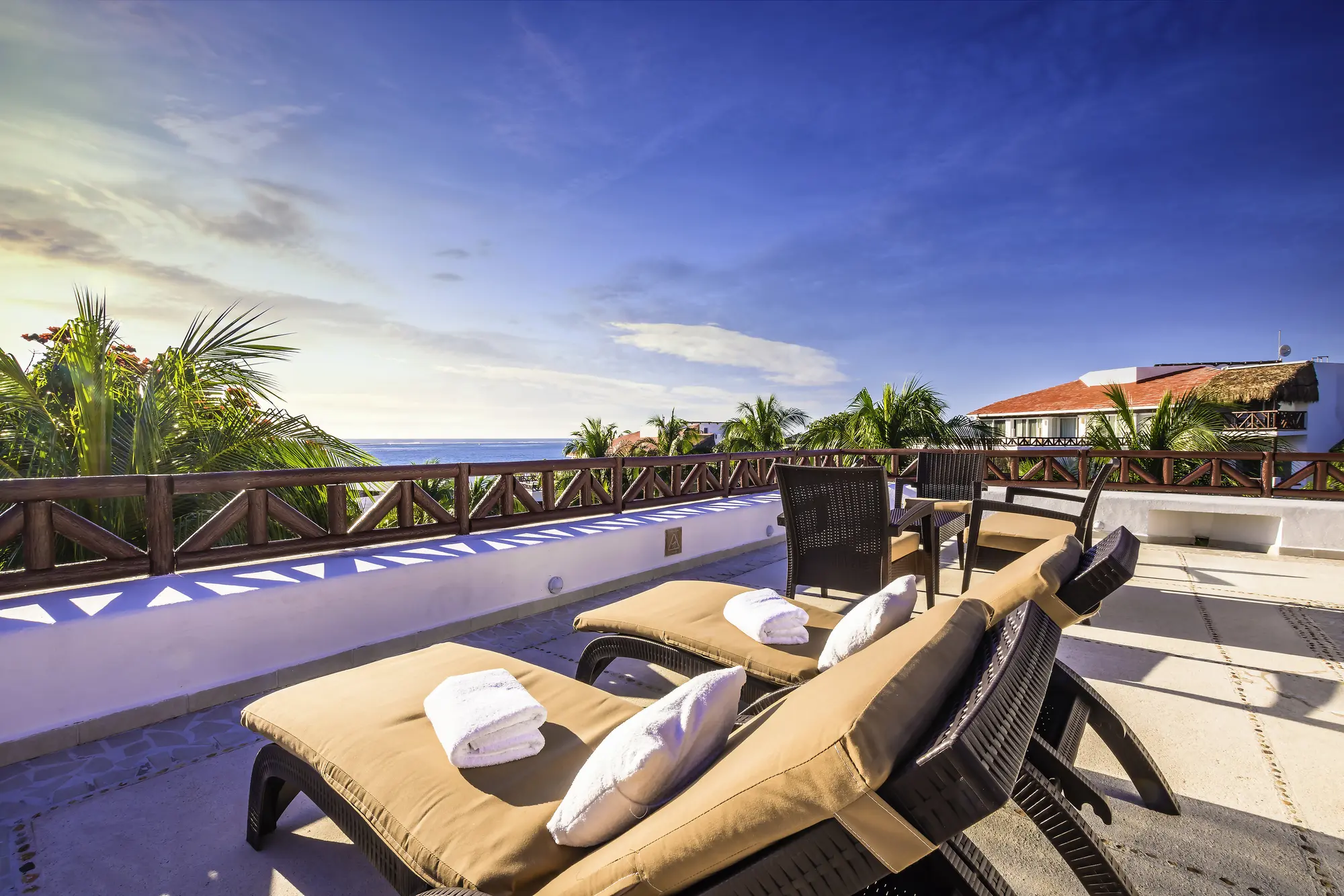 Private oceanfront terrace at Desire Pearl Riviera Maya